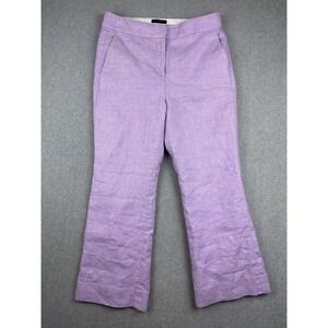 J Crew Hayden Pants Womens 8 Purple Linen Blend Twill Wide Leg Lined Dress Work
